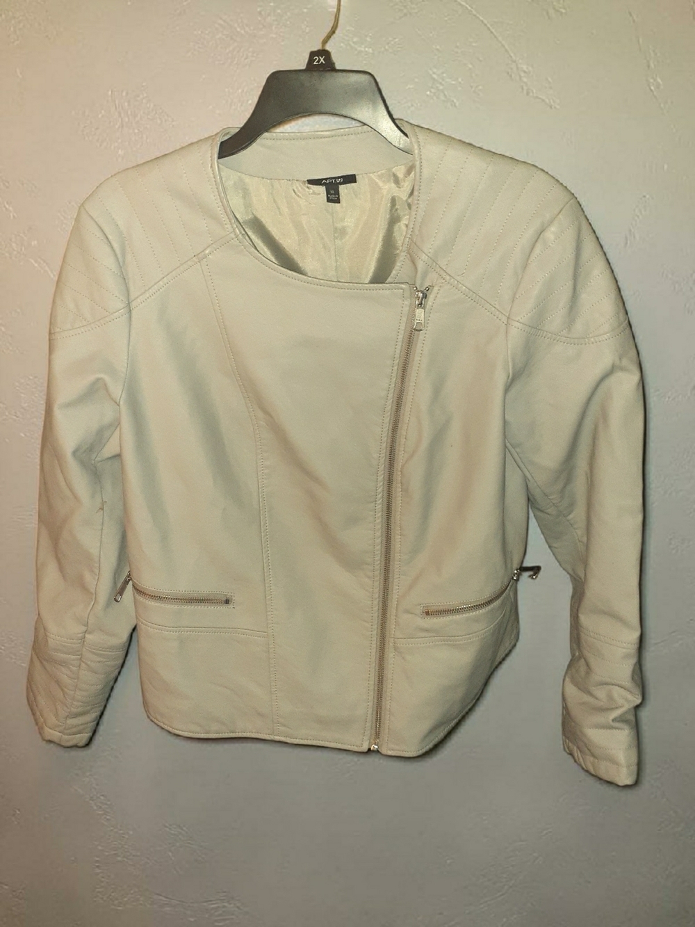 Apt. 9 Gray Asymmetric Zip Faux Leather Jacket Size XL